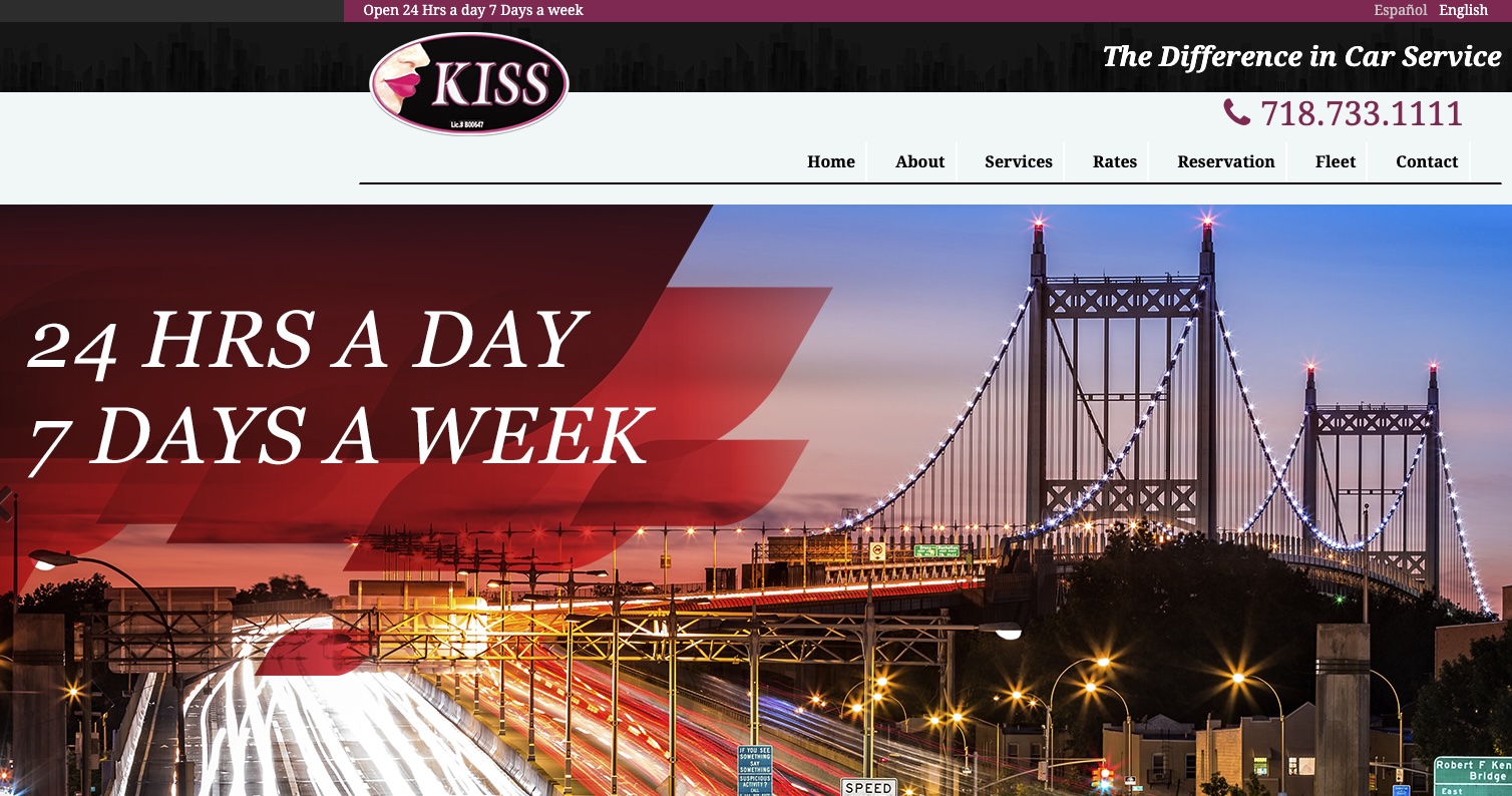 Image of Kiss Taxi Bronx Website Homepage